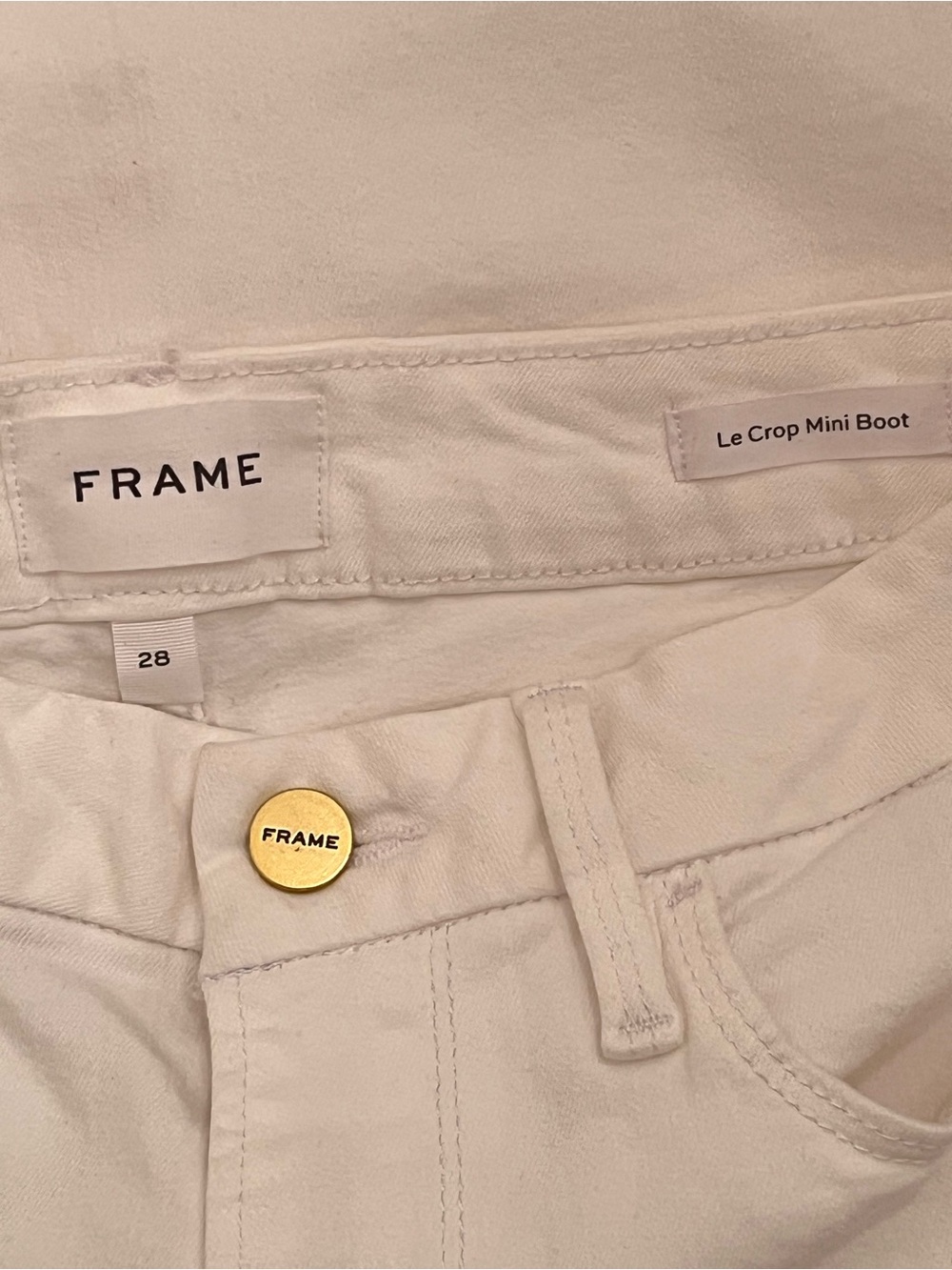 Frame Le Crop Mini Boot Cut Jeans Size 28 White Denim High Rise Pristine ~ $198 - Picture 10 of 12